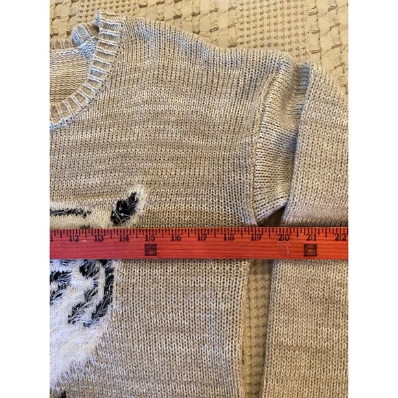 Say What? White Tiger Crew Neck Size Large Unique Holiday Fun Christmas Sweater - Picture 9 of 10